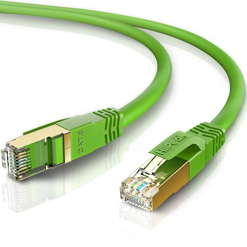 HiiPeak Cat8 Ethernet Cable 1FT, Indoor&Outdoor, Heavy Duty High Speed 26AWG Cat8 Network LAN Cable 2000Mhz, 40Gbps with Gold Plated RJ45 Connector, Weatherproof S/FTP UV Resistant for Router,Modem,PC Green - Image 1